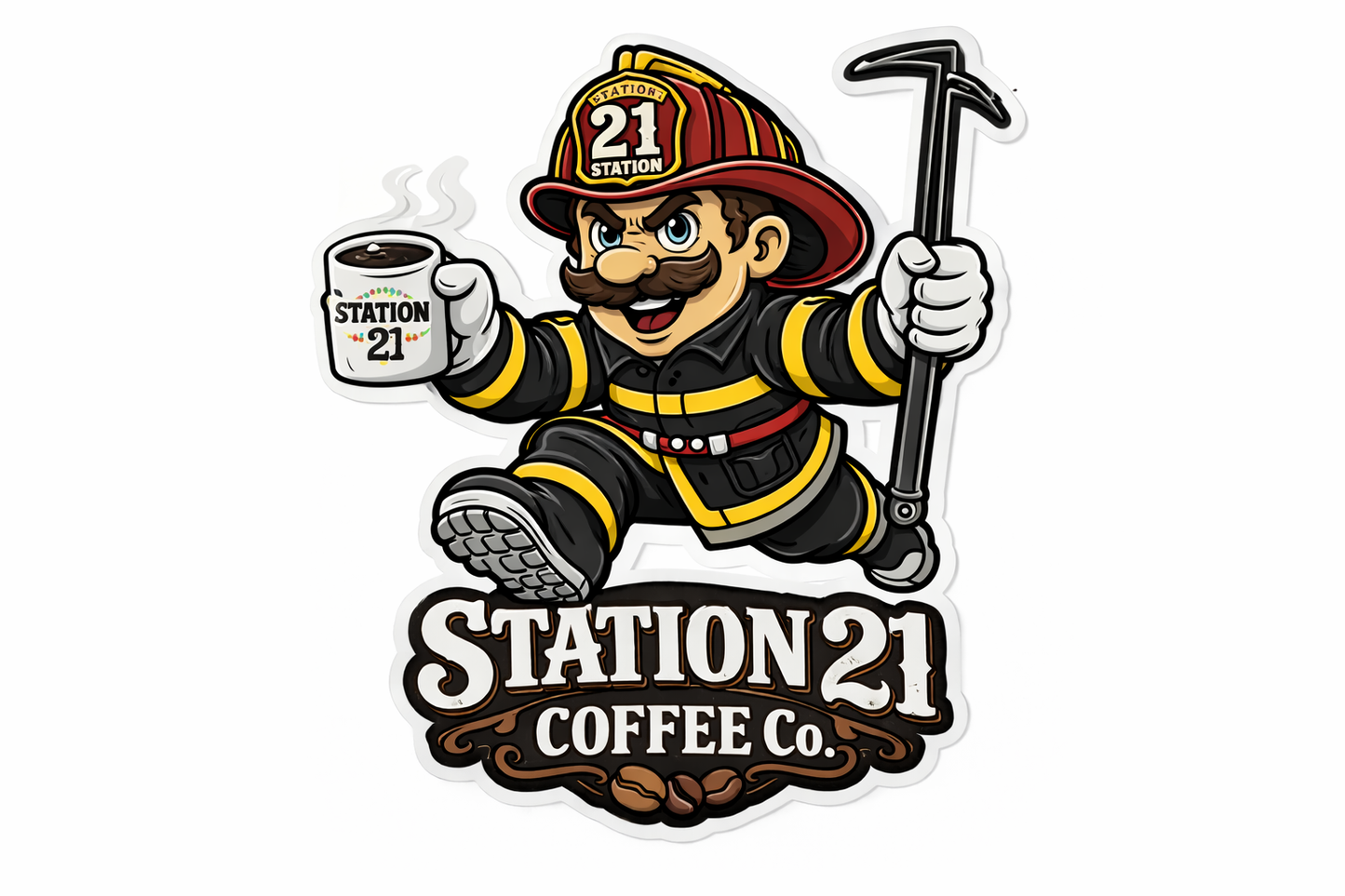 Sticker- 2.5” Hook and Coffee